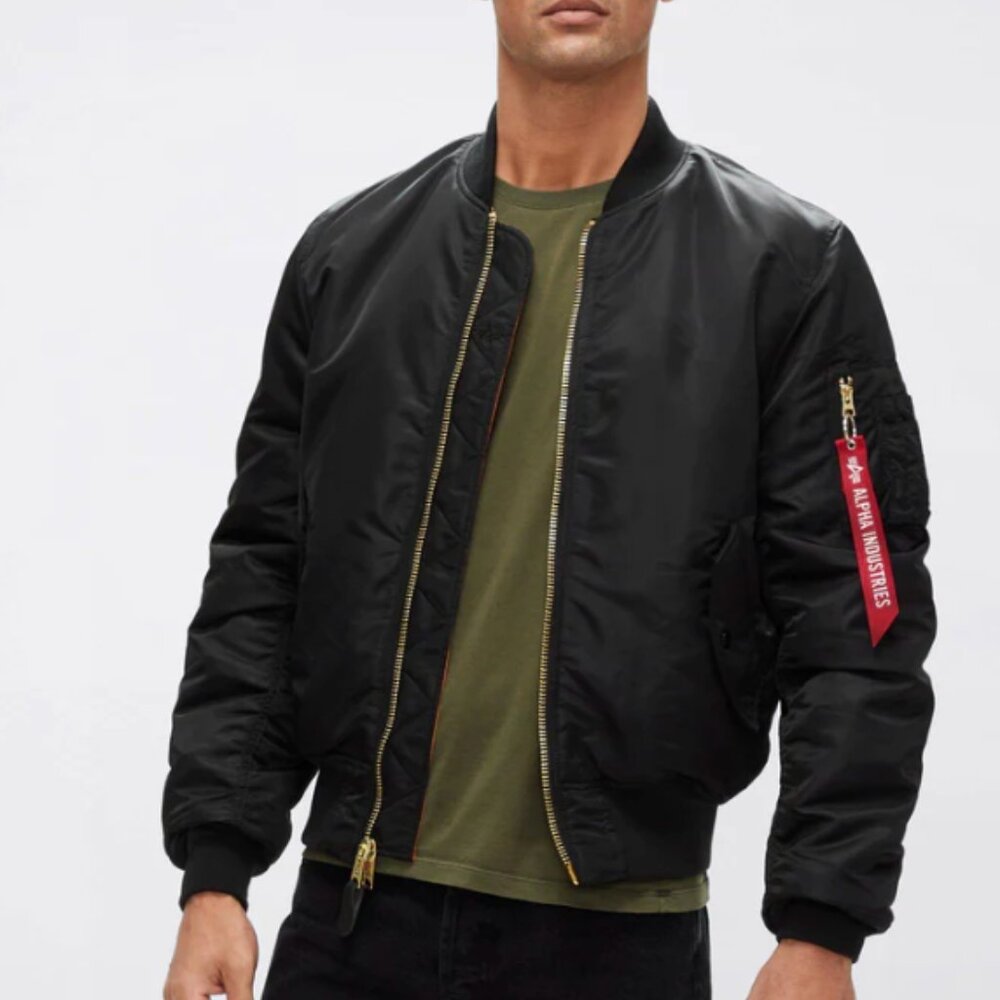 Alpha Industries Black and Orange Bomber Jacket